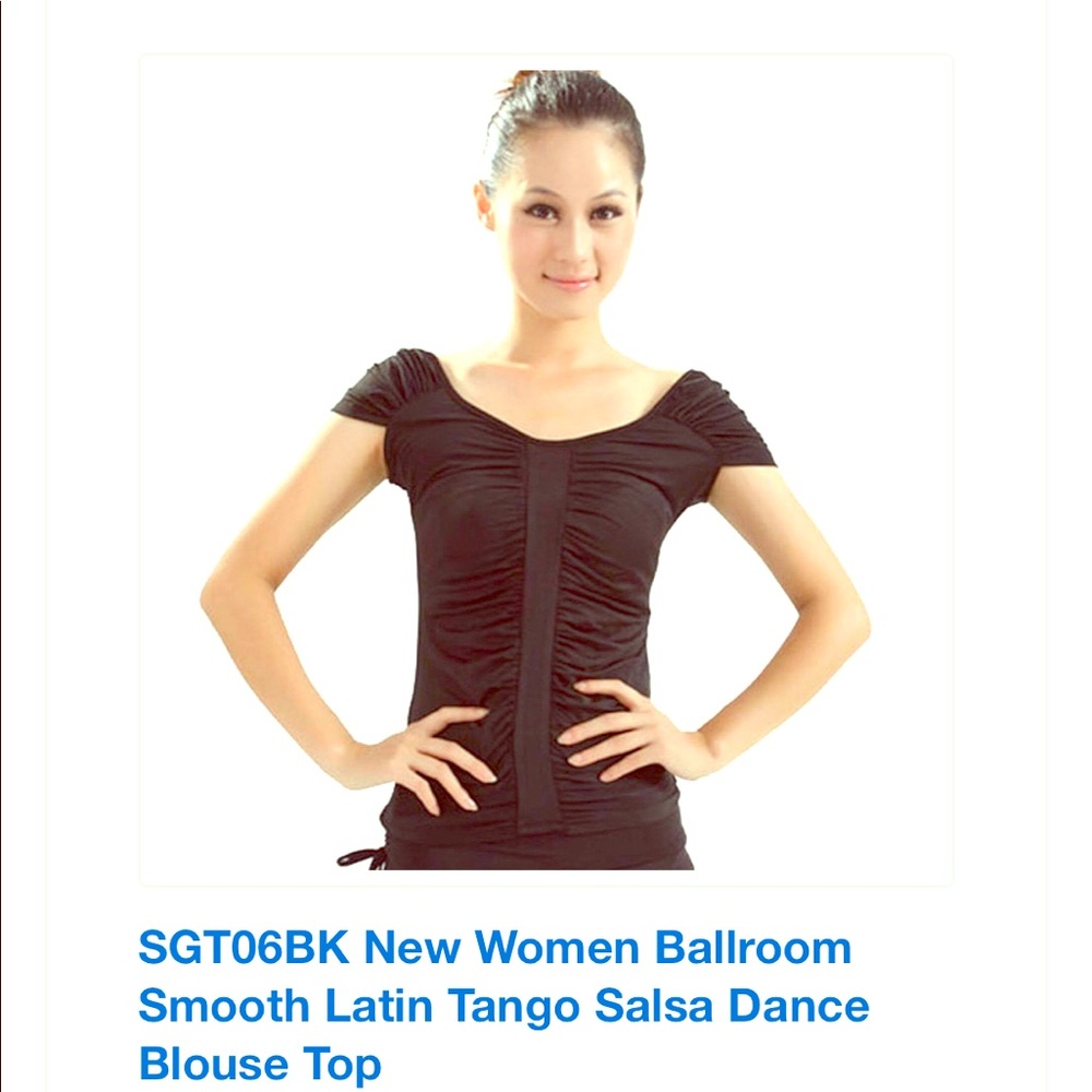 Short Sleeve Black Latin Dance Top